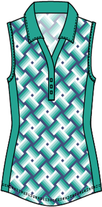Sibyl #23202-Women's printed sleeveless golf polo shirts- Dexim Golfwear