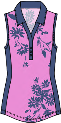 Sibyl #23202-Women's printed sleeveless golf polo shirts- Dexim Golfwear
