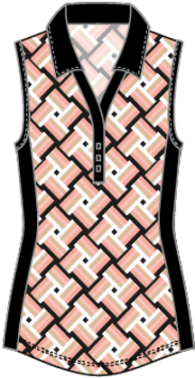 Sibyl #23202-Women's printed sleeveless golf polo shirts- Dexim Golfwear