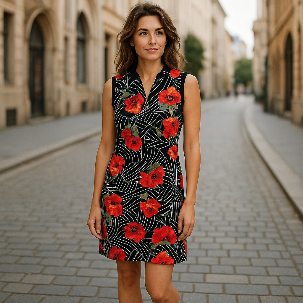 Nora #23802 - Sleeveless Printed Golf Dress - Dexim Golfwear