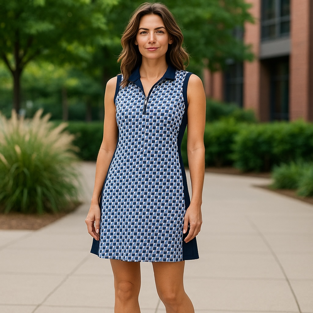 Nora #23802 - Sleeveless Printed Golf Dress - Dexim Golfwear