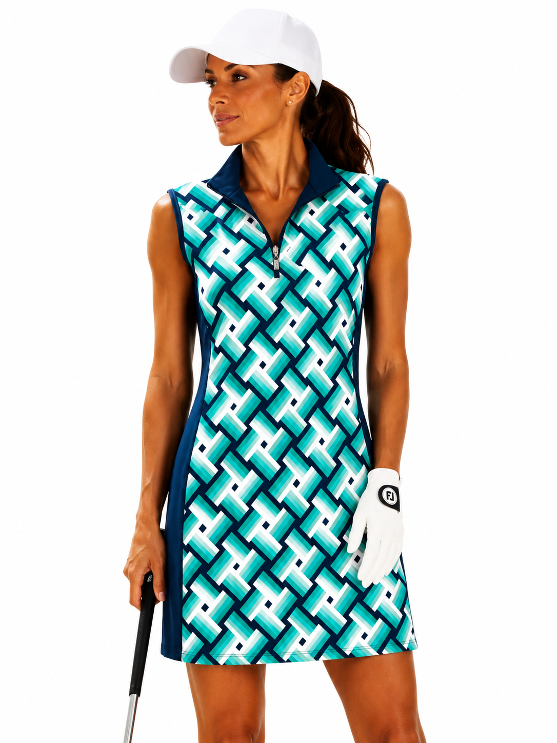 Nora  #23802  - Robe de Golf imprimée sans manches- Dexim Golfwear
