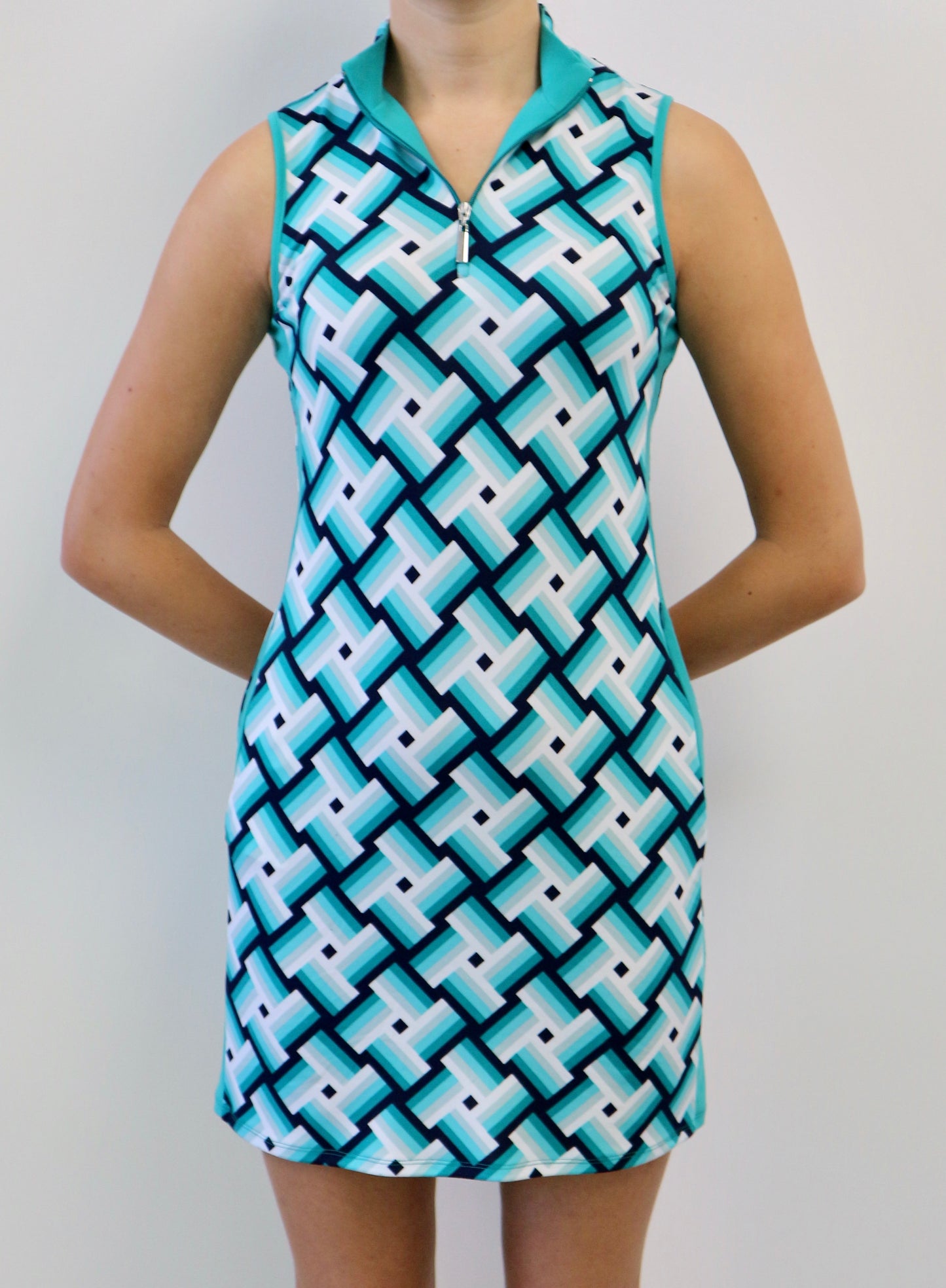 Nora #23802 - Sleeveless Printed Golf Dress - Dexim Golfwear